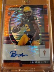 Brandon Aiyuk 2020 Prizm Draft Picks Auto Orange Pulsar 12/20