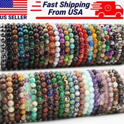 #ad Handmade 8mm Mixed Natural Gemstone Round Beads Stretchy Bracelet Reiki Chakra $3.99