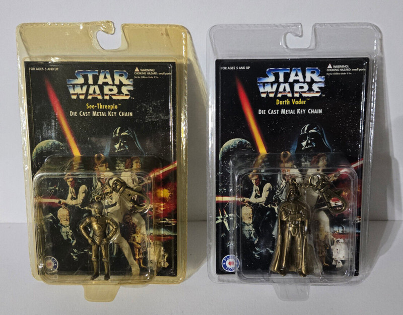 Star Wars Darth Vader & C-3PO Die Cast Key Chains (1996) Placo Toys Metal-New