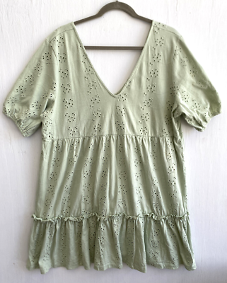 ASOS Design Light Green Knit Eyelet Babydoll Dress V Neck Size 12 | eBay ASOS Design Light Green Knit Eyelet Babydoll Dress V Neck Size 12 | eBay