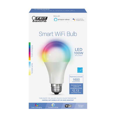 Smart LED 17.7 Watt (100 Watt Eq.) Color Changing/Tune White Bulb,  Dim 0.3lb