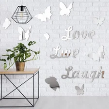 Live Laugh Love Quote Removable Wall Art Stickers 3D Mirror Decal DIY Room USA