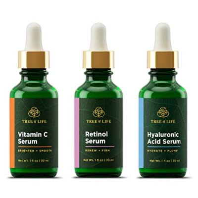 Tree of Life Vitamin C Serum,Retinol Serum and Hyaluronic Acid Serum, 3 x1 Fl Oz