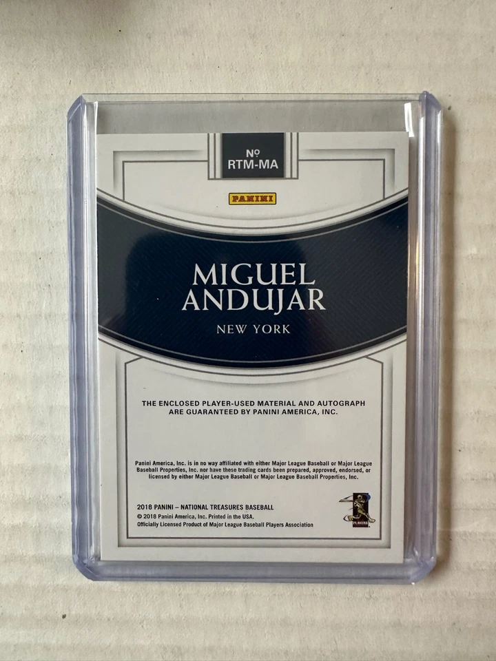 2018 National Treasures Rookie Triple Jersey Auto Gold #16 Andujar #/49 Yankees - Image 2 of 2