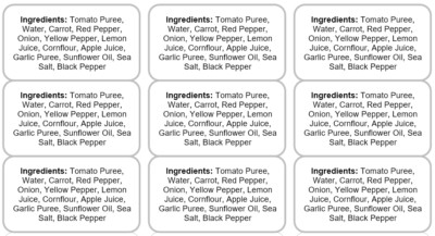 Ingredients Tags 120 x Ingredients Pre Printed Self Adhesive Sticky Food Labels 38.1 x ...