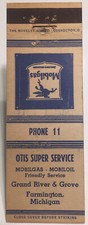 Vintage Mobilgas Matchbook Cover Otis Super Service Farmington, Michigan d873