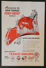 1946 Texaco Fire-Chief Gasoline Vintage 7x10" Print Ad Post WW2 Garage