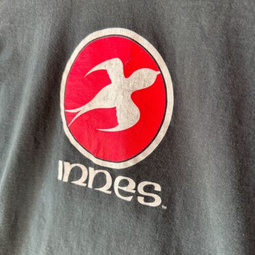 Vintage 90s Innes Skate T Shirt Skateboard Logo Distressed Black Mens S - Picture 2 of 8