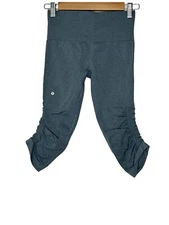 Women's Lululemon Leggings Women’s Ebb and Flow Crop Size 4 Blue Athletic Yoga