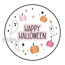 30 HAPPY HALLOWEEN ENVELOPE SEALS LABELS STICKERS 1.5" ROUND PARTY FAVORS GIFTS