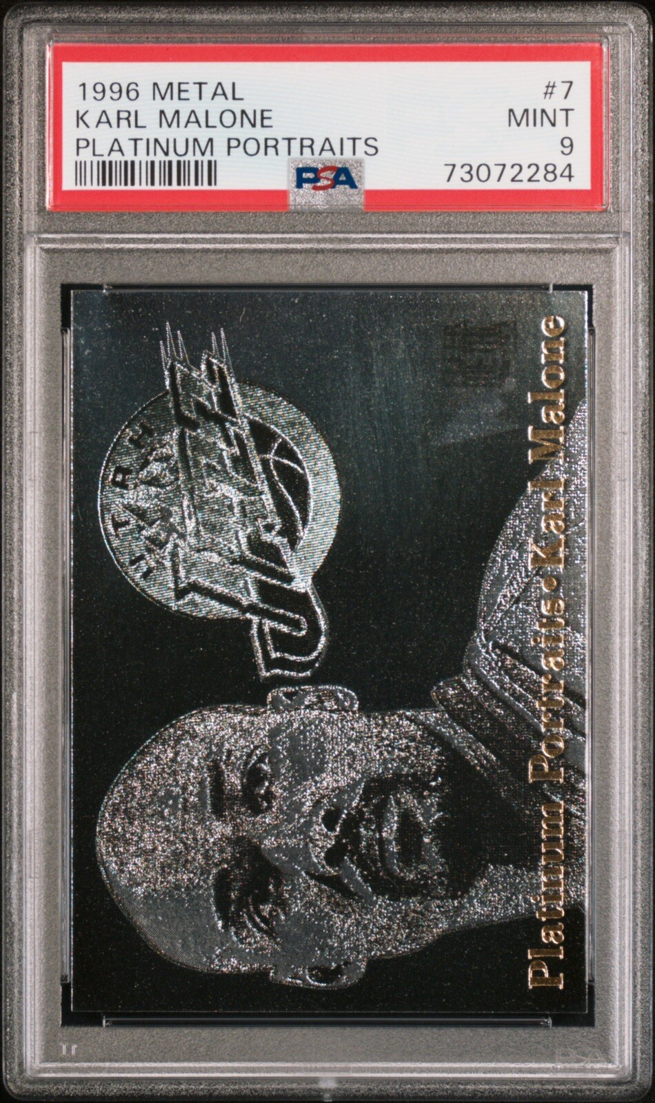 1996 Metal Platinum Portraits #7 Karl Malone | PSA 9 Mint | Utah Jazz ⚡️POP 2⚡️
