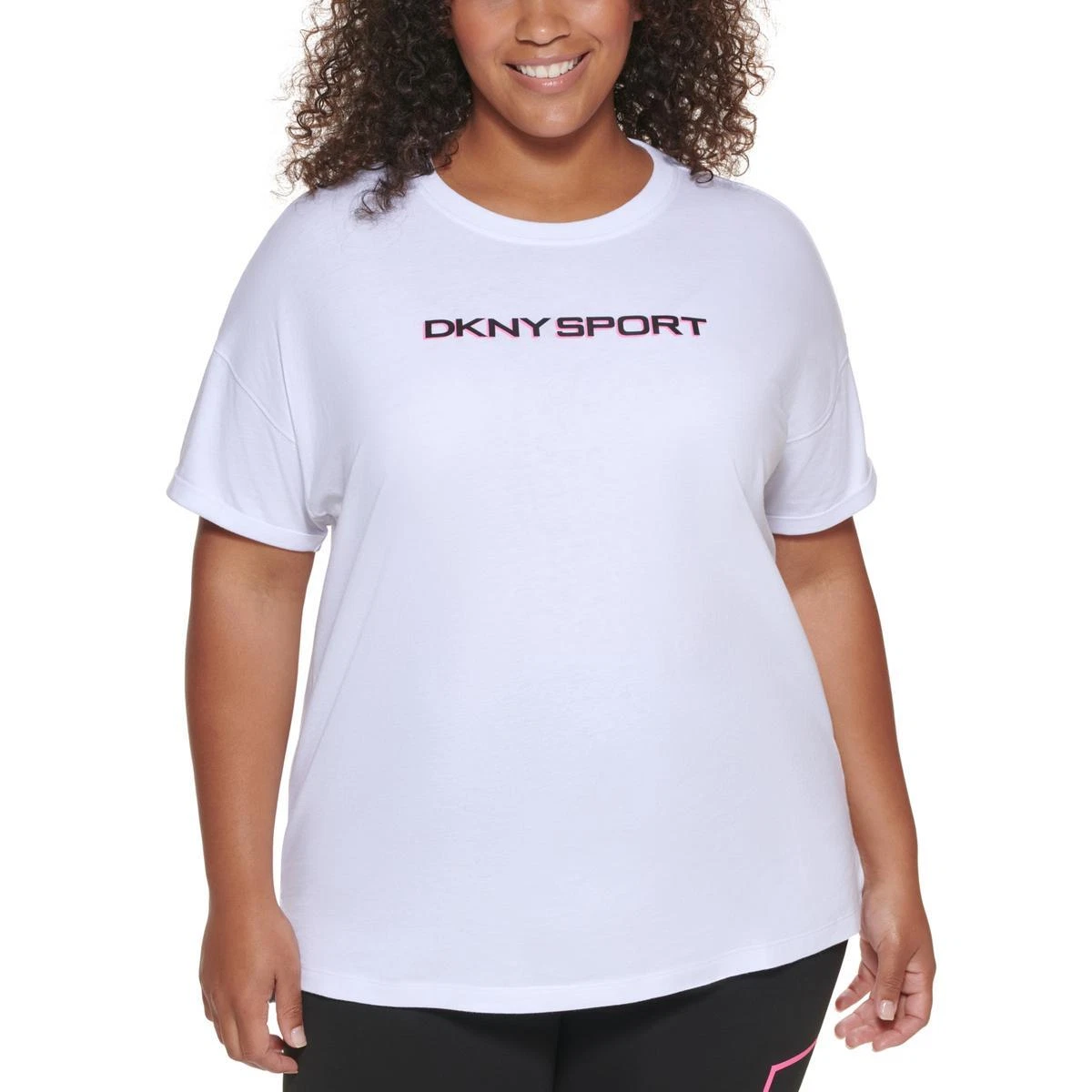 DKNY Sport Womens Crewneck Cotton Tee T-Shirt Top Plus BHFO 4934