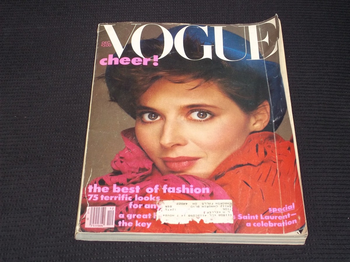 1983 DECEMBER VOGUE MAGAZINE ISABELLA ROSSELLINI FASHION FRONT
