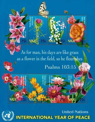 Niue 2004 UN International Year of Peace Flowers Sheet of Sc 788  MNH