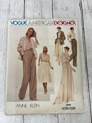 Vogue Anne Klein Sewing Pattern 1883 Jacket Pants Dress Size 12 Uncut Vintage