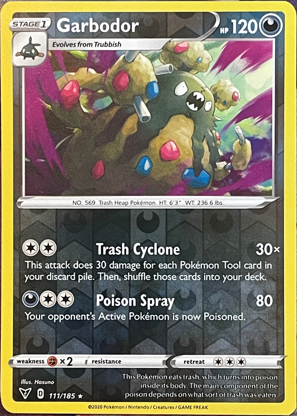 Garbodor Reverse Holo Rare - 111/185 - Vivid Voltage Pokemon 2020