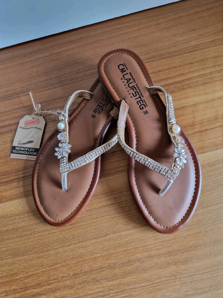 Sandalen mit Strass- und Schmucksteinen✨️Braun✨️Größe 38*NEU*siehe Beschreibung - Bild 2 von 4