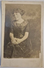 Vintage Postcard RPPC Young Woman Antique Dress Hair Do AA123