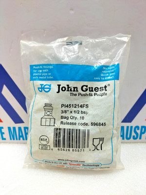 John Guest PI451214FS 3/8  X 1/2BSP Acetal Grey Female Connector  PACK OF 10 PCS