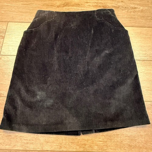 Laura Ashley, Vintage Laura Ashley Black Corduroy Skirt Size 12, Lined Classic Pockets Holiday