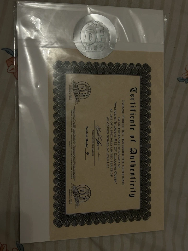 Marvel Comics Avengers/Invaders #12 Variant DF signé Stan Lee + certificat - Photo 3/3