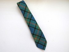Mens Tartan Plaid Wool Necktie by Ingles Buchan - Green Yellow Orange Blue Black