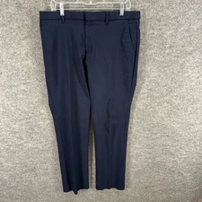 Tommy Hilfiger Dress Pants Men 36*30 Blue Mid Rise Pleated Rayon Pockets Regular