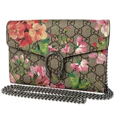 Gucci Dionysus Chain Shoulder Bag GG Blooms Wallet GG Supreme Beige Pink #BS1657