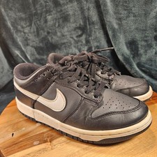 Nike Dunk Low Sneakers Unisex Kids Black White 5Y Lace Up Casual Comfort