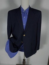 Vintage Chaps Ralph Lauren Navy Hopsack 42S Gold Button Blazer Coat Jacket Polo