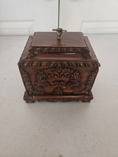 Maitland Smith Wooden Trinket Box Carved Floral Design with Lid