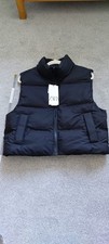 ZARA New Women's Black Padded Sleeveless Zip Front Short Puffer Gilet Size M