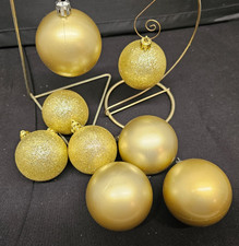 Gold Ball Ornaments 4 Gold Glitter 4 Gold Satin Set of 8