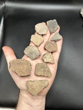 KILLER GROUP OF 10 IROQUOIS POTTERY SHARDS- PA ARROWHEAD -MUNNSVILLE NY-INFO!