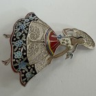 VINTAGE TOPAZIO PORTUGAL SILVER FILIGREE ENAMEL LADY IN A FLORAL DRESS BROOCH — photo 2