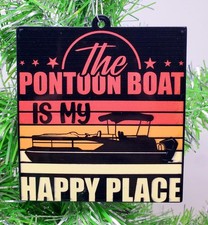 BOATING ORNAMENT - The PONTOON BOAT is My Happy Place Christmas Ornament