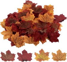 Artificial Leaves 200 Pcs Mixed Fall Maple Autumn Fake Leaf Wedding Party