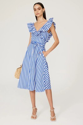blue and white striped polo dress Toni Striped Polo Dress