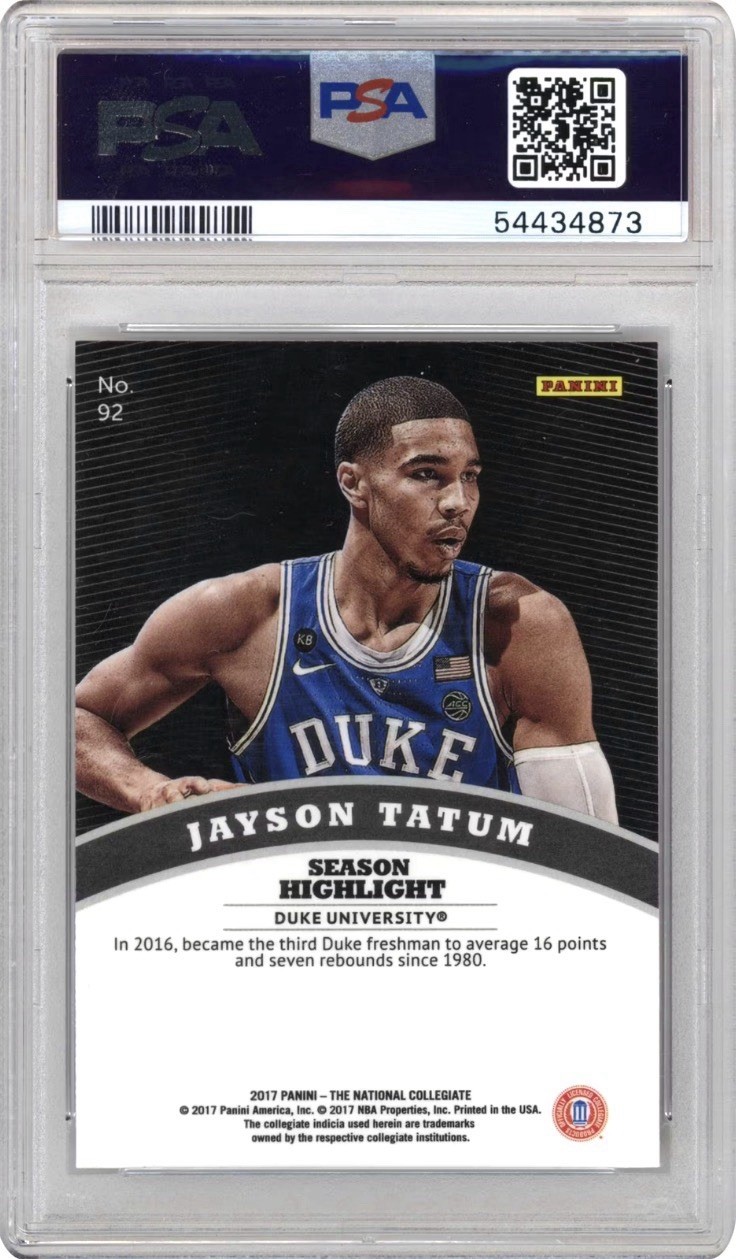 PSA 10 2017 Panini Jayson Tatum Rookie National Convention VIP RC view 2
