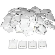 100 14K Gold White Earring Puff Cards Case Display 1.5"