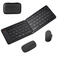 Foldable Bluetooth Keyboard & Mouse Set for iPad, Tablet, Laptop, Travel Case...
