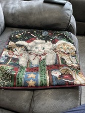 Pure Opulence Vintage-Style Cat Tapestry Christmas Pillow Cover – Holiday Decor