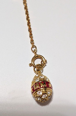 RARE Vintage JOAN RIVERS Enamel Egg Charm w/Extender: MM, 2'' Chain