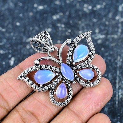 #ad Milky Opal Gemstone Handmade 925 Sterling Silver Jewelry Butterfly Pendant Gift $13.49