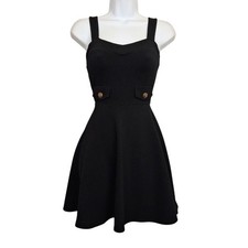 FOREVER 21 Skater Dress Sleeveless A Line Flare Texture Button Summer Small