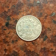 1911-A GERMANY 1/2 MARK COIN .900 SILVER - #B6880