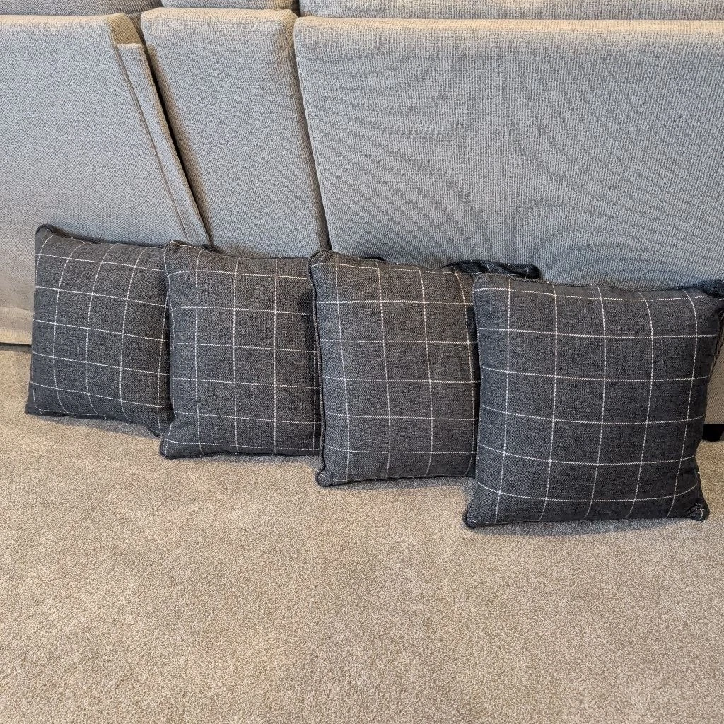 NEW: set of 4: Striped Throw Pillows, One Size, Grey/Charcoal 18" square