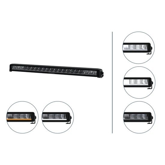 Hella Black Magic Edgeless Pro 20"" Slim Single Row LED Light Bar Amber White Pos