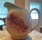 Vintage Shawnee USA Pottery Soft Yellow Turquoise Pink Floral Pitcher 7” Tall