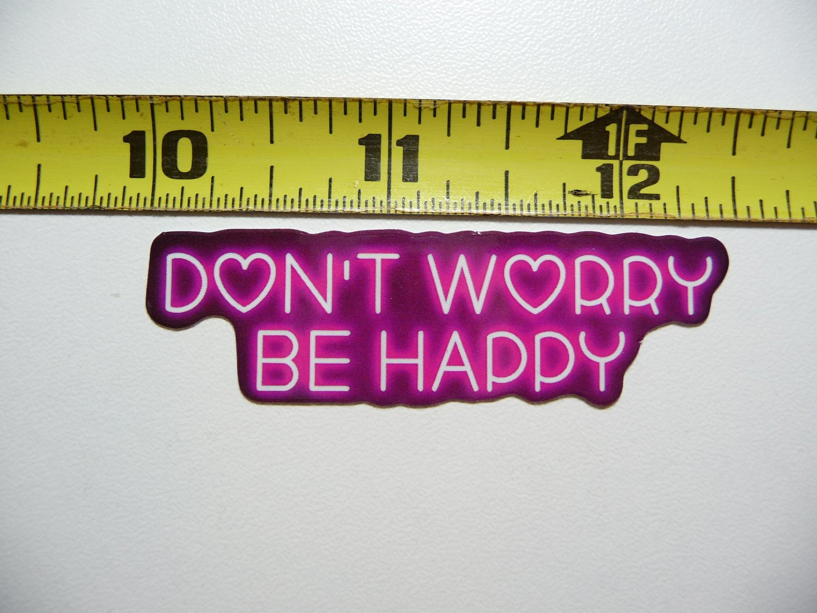 Bright Neon HEARTS BE HAPPY Motivational Sticker Decal for Positivity